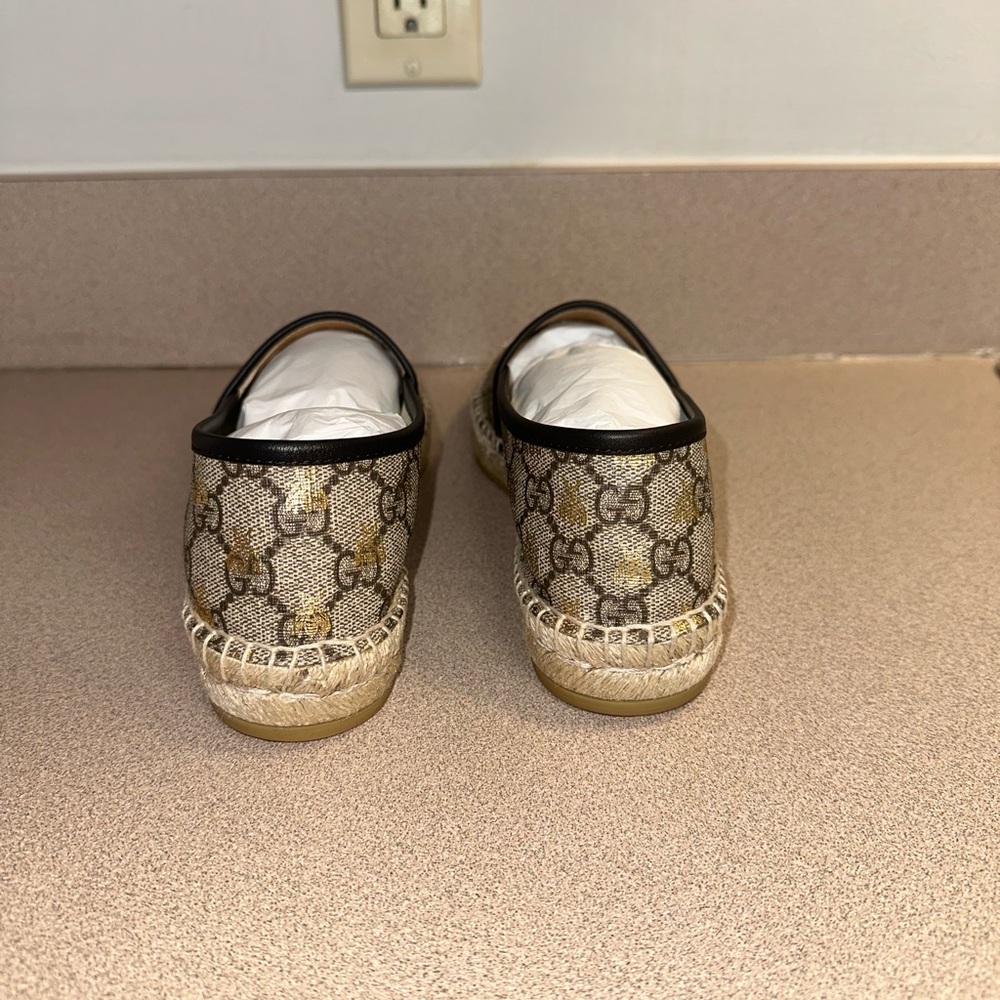 Gucci Beige and Gold Patterned Espadrilles - Picture 3 of 6